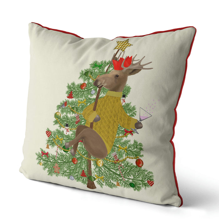 Moose Christmas Pole Dance, Cushion / Throw Pillow