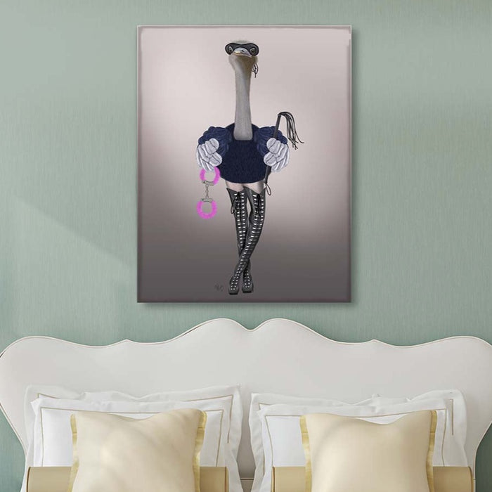 Ostrich with Kinky Boots, Bird Art Print, Wall Art