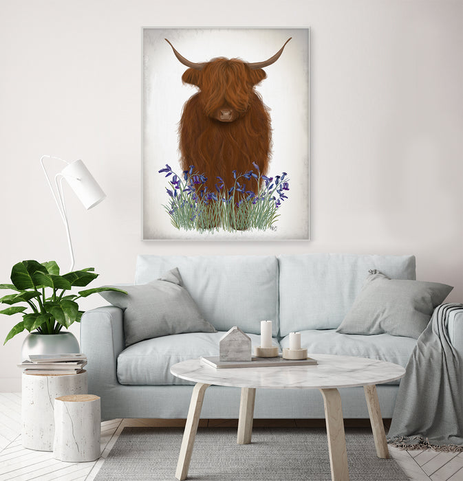 Highland Cow, Bluebell, Animal Art Print