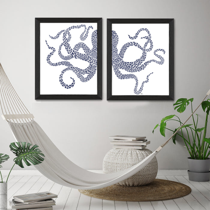 Collection - 2 prints, Little Fishes, Octopus Duo Diptych, Nautical print, Coastal art