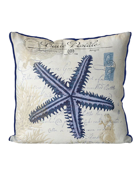 Seaside Postcard, Cream, Starfish, Cushion / Throw Pillow