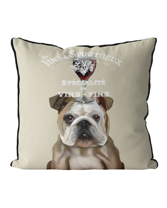 Dog Au Vin, English Bulldog, Cushion / Throw Pillow