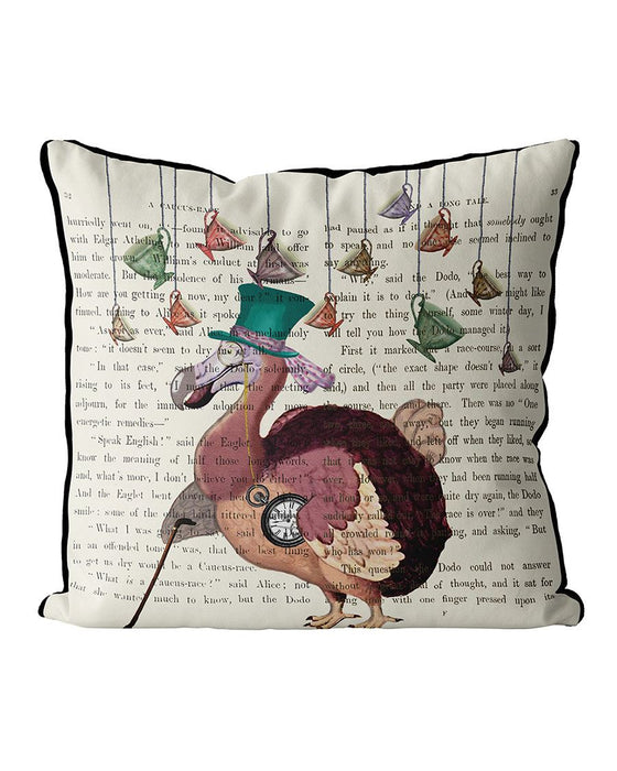 Dodo with Hanging Teacups, Cushion / Throw Pillow