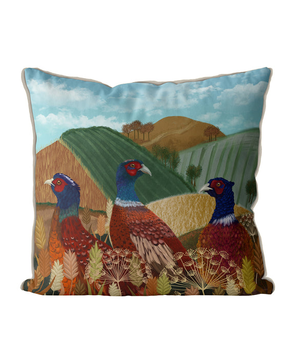 Pheasant Trio in Field, Cushion / Throw Pillow
