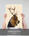 Basset Hound and Antlers, Dog Art Print, Wall art | Framed Black