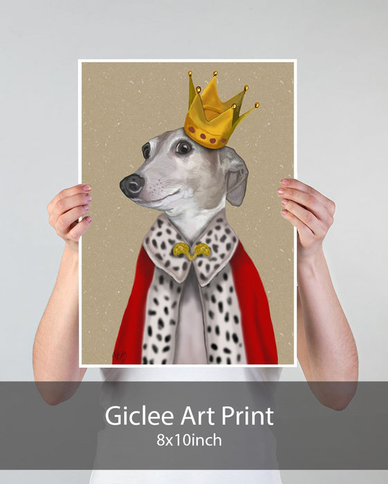 Greyhound Queen, Dog Art Print, Wall art | Framed Black