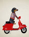 Dachshund on a Moped, Dog Art Print, Wall art | FabFunky