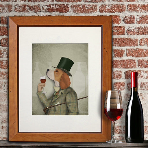 Beagle Wine Snob, Dog Art Print, Wall art | Print 14x11inch