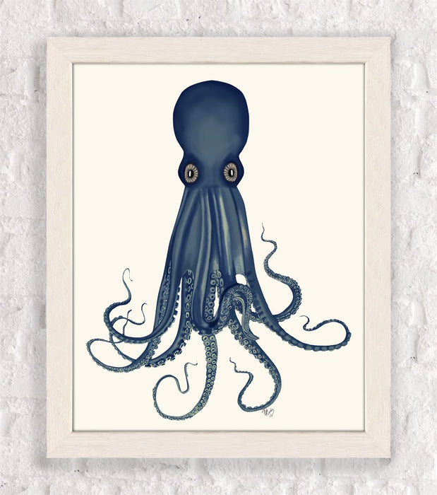 Octopus 8, Blue, Green, Red or White, Nautical print, Coastal art