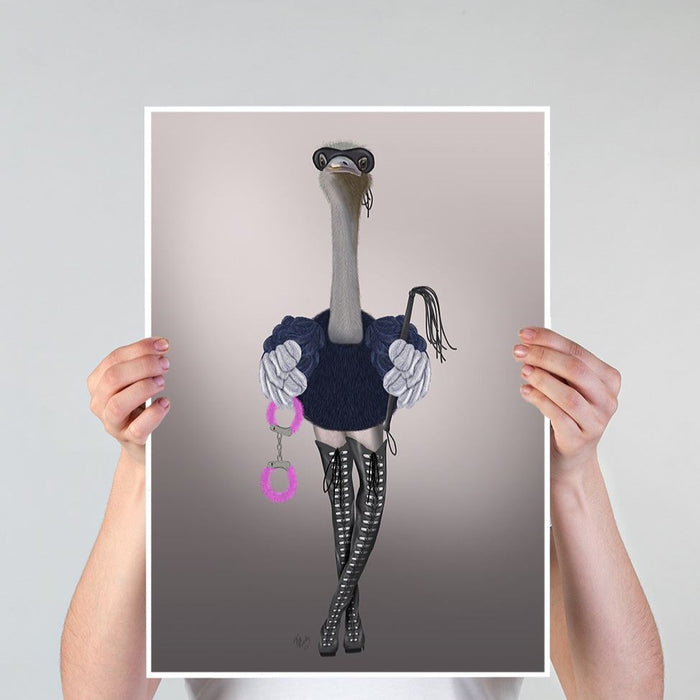 Ostrich with Kinky Boots, Bird Art Print, Wall Art | Print 18x24inch