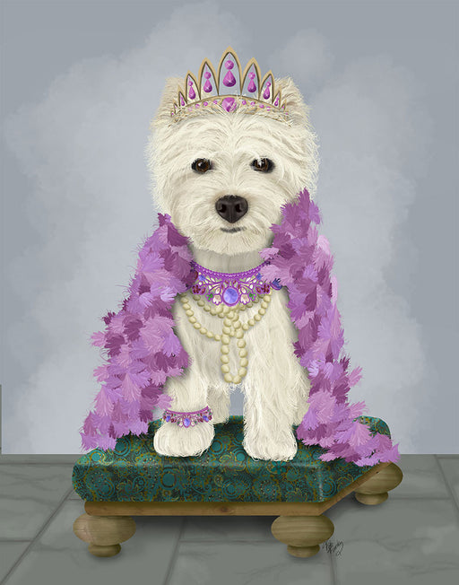 West Highland Terrier with Tiara, Dog Art Print, Wall art | FabFunky