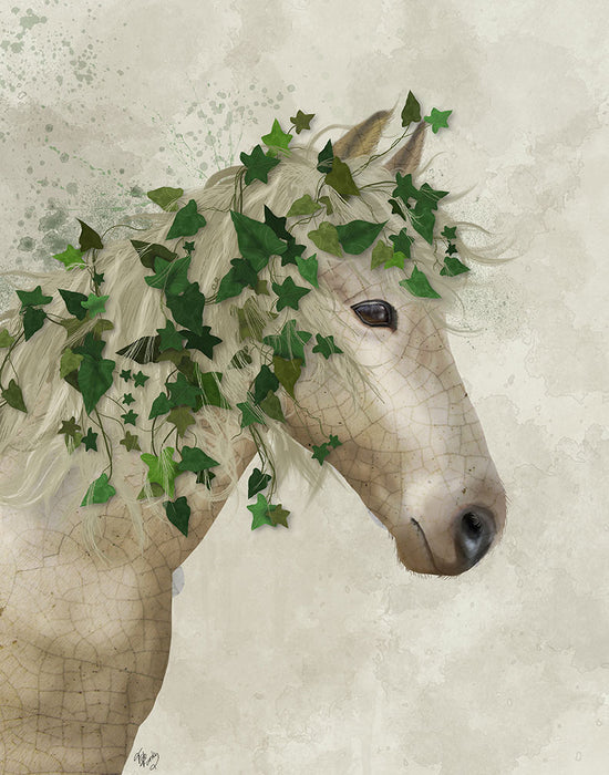 Horse Porcelain with Ivy, Animal Art Print, Wall Art | FabFunky