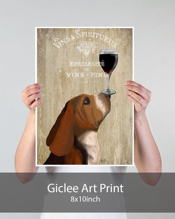 Basset Hound, Dog Au Vin, Dog Art Print, Wall art | Print 18x24inch
