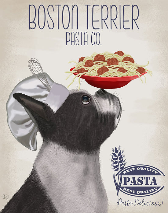 Boston Terrier Pasta Cream, Dog Art Print, Wall art | FabFunky