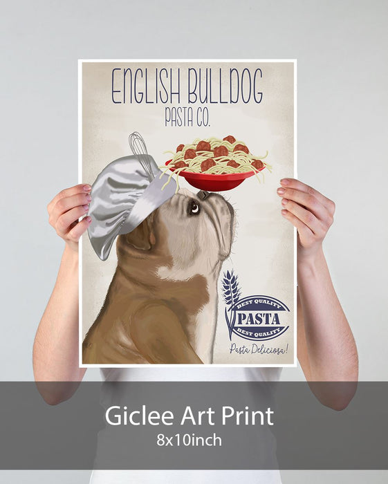 English Bulldog Pasta Cream , Dog Art Print, Wall art | Print 18x24inch