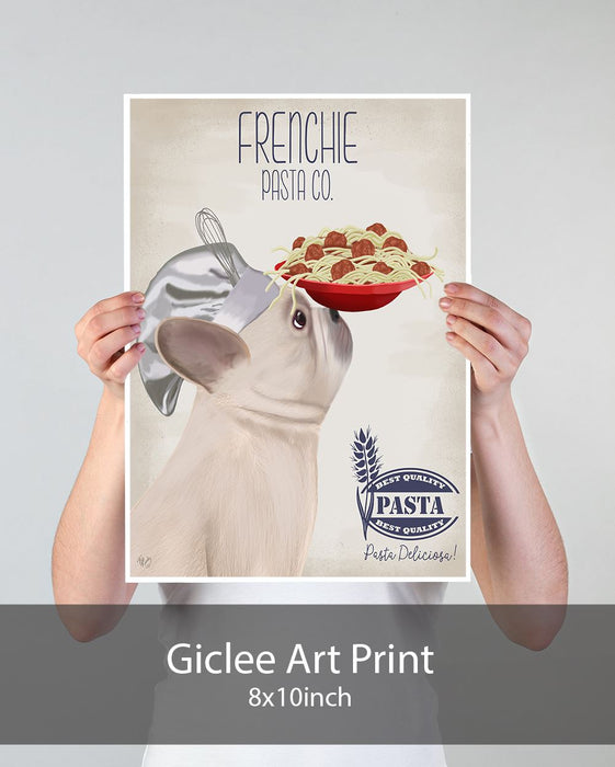 French Bulldog White Pasta Cream, Dog Art Print, Wall art | Print 18x24inch