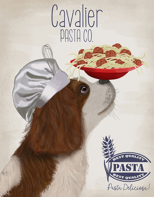 Cavalier Spaniel Brown White Pasta Cream, Dog Art Print, Wall art | FabFunky