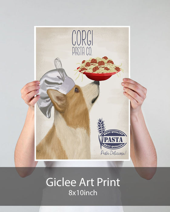 Corgi Tan White Pasta Cream, Dog Art Print, Wall art | Print 18x24inch