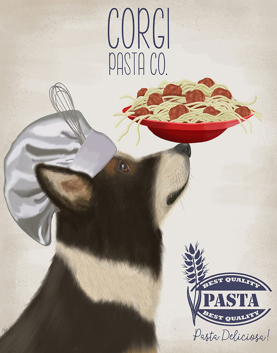 Corgi Tricolour Pasta Cream, Dog Art Print, Wall art | FabFunky