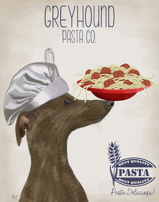 Greyhound Brindle Pasta Cream, Dog Art Print, Wall art | FabFunky