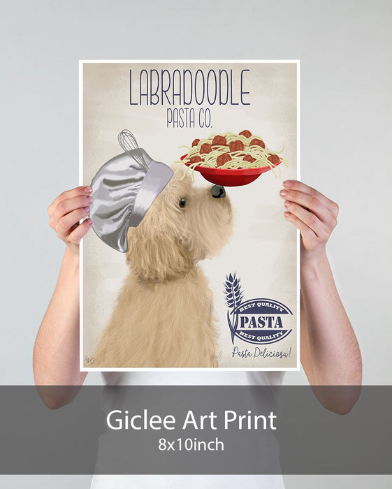 Labradoodle Blonde Pasta Cream, Dog Art Print, Wall art | Print 18x24inch
