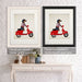 Dachshund on a Moped, Dog Art Print, Wall art | Canvas 11x14inch